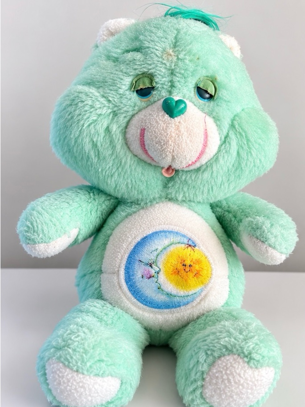 Care Bears Mint Green Gentleheart Plush with Heart Nose bedtime